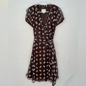 Kate Spade silk short sleeve belted wrap dress pineapples